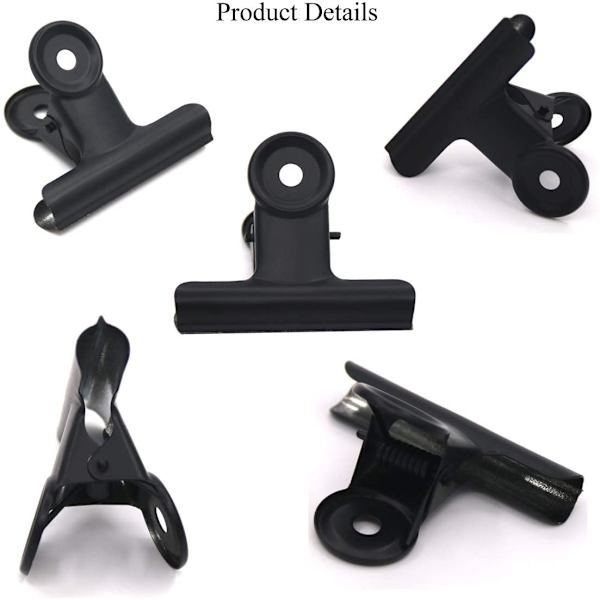 Sorte metalclips, 20 stk. 2 tommer store hængselpapir