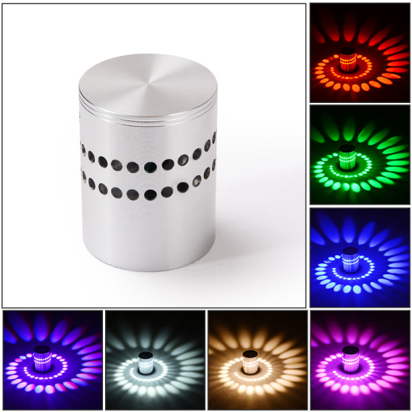 3W RGB LED væglampe spiral belysning korridor lampe soveværelse indendørs