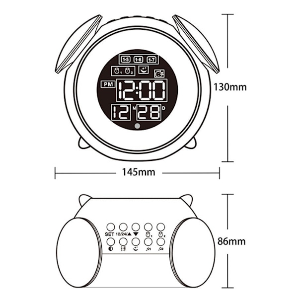 Musik LED vækkeur ambiente lys, LED wake up lys ur