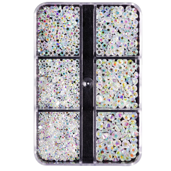 Blandet størrelse Flatback Rhinestones, Non Hotfix Runde Krystallperler