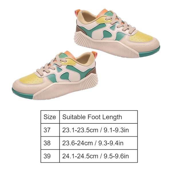 Dam Plattform Sneaker PU Läder Mjuk Bekväm Trendig Andningsbar Passar Till Allt Vardagsskor Beige Grön 38