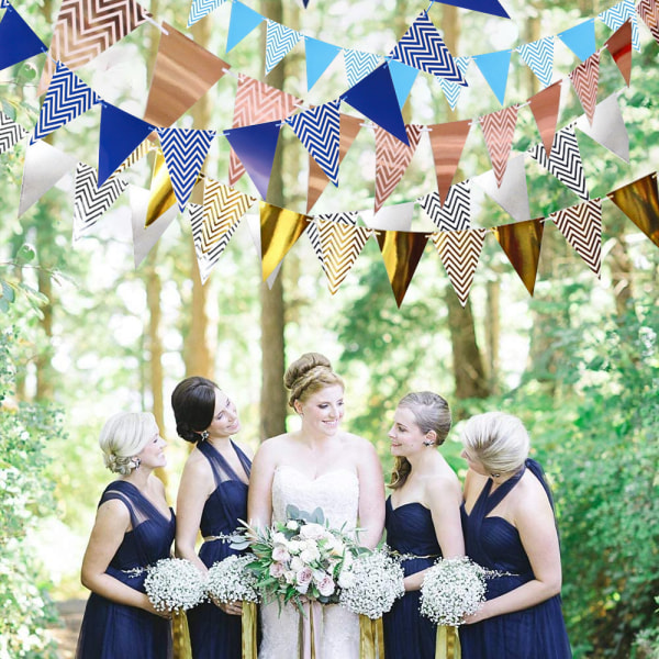 4Set Hot Gold Triangle Flag Pennant Banner Bunting Party