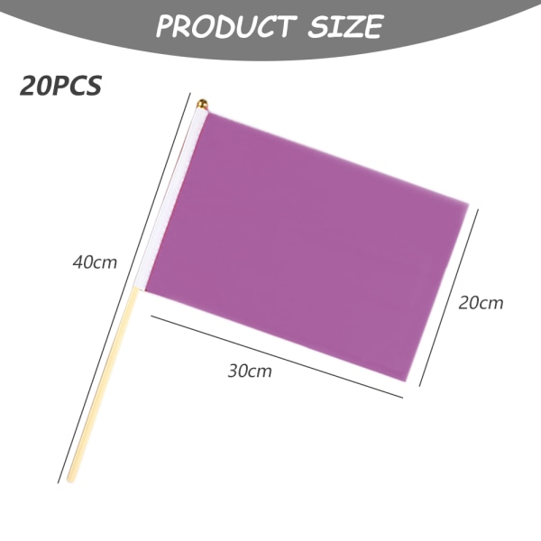 20-pack med små flaggor på pinne, enfärgade DIY-flaggor för fester
