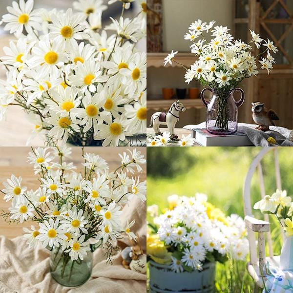 10 Pack Konstgjorda Blommor, Silkes Daisy, Konstgjord Gerbera