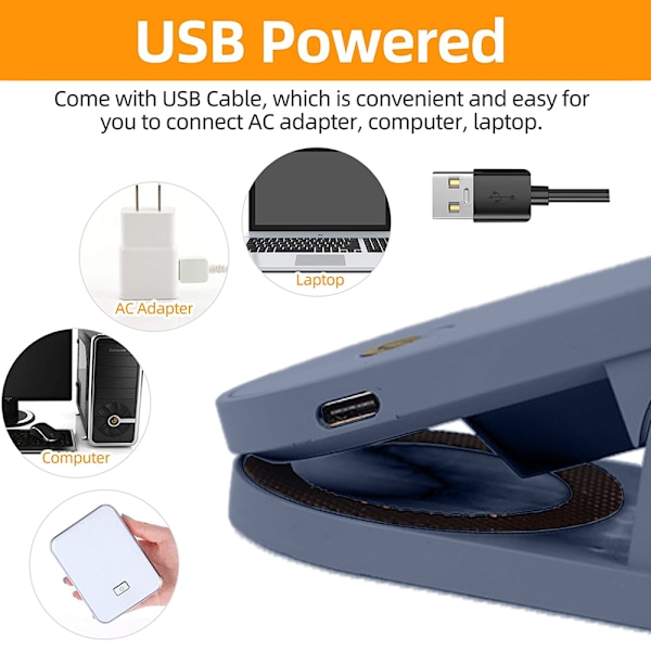 USB-oppladbar LED-klemmelampe leselampe med stjerneprojeksjon