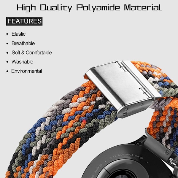 Sport Nylon Flätad Rem 21mm Kompatibel med Samsung Watch