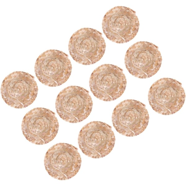 TOYANDONA 12 kpl 5,3 cm:n minikokoinen olkihattu nukkehattu luonnollinen