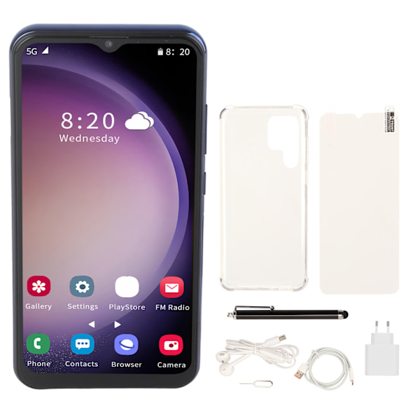 S23 Ultra 6,52 tum 4G Smartphone 6GB 128GB för Android 12 5GWIFI Mobiltelefon med Stylus Penna 100‑240V Blå Blå EU-kontakt