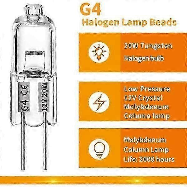 20-pack 10W 12V G4 halogenlampor - Varmvit 20W
