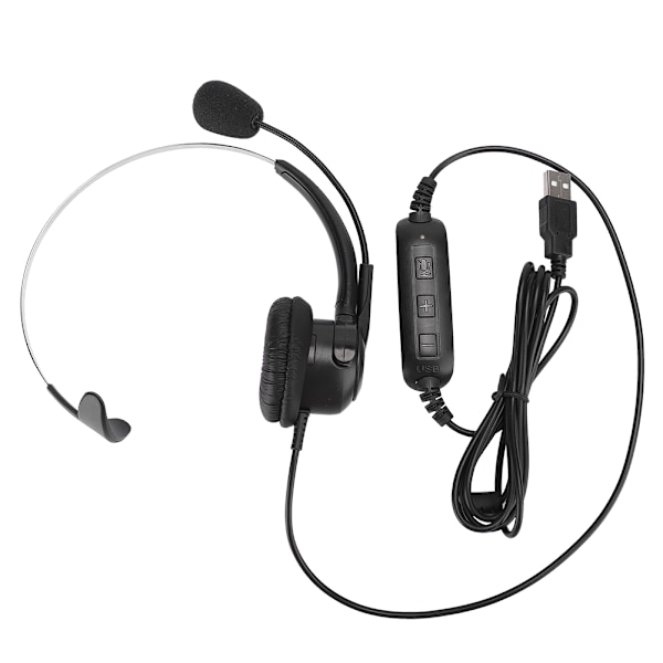 Headset Mono Ear USB-hodetelefon Øretelefon Datamaskin Bærbar Øretelefon for Skype