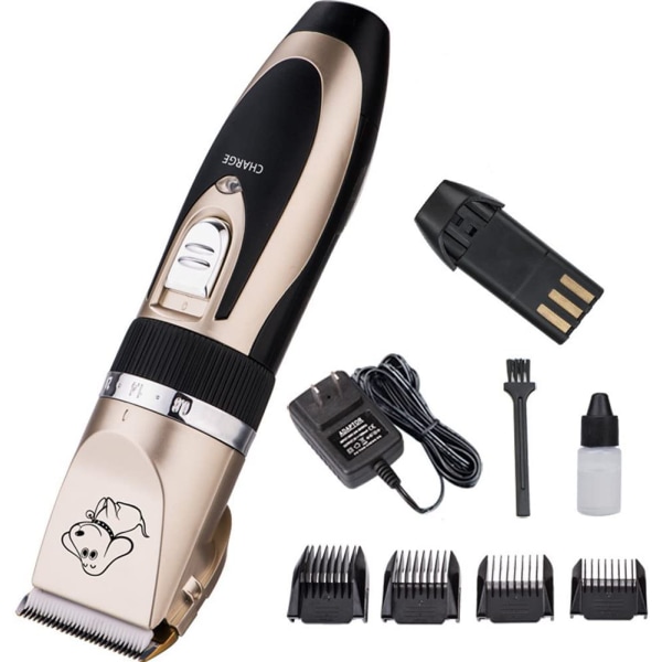 Professionell djurhårtrimmer Clippers Grooming Clipper Rakning +4-delad set för husdjursvård - hundar / katter / kaniner Elektrisk uppladdningsbar