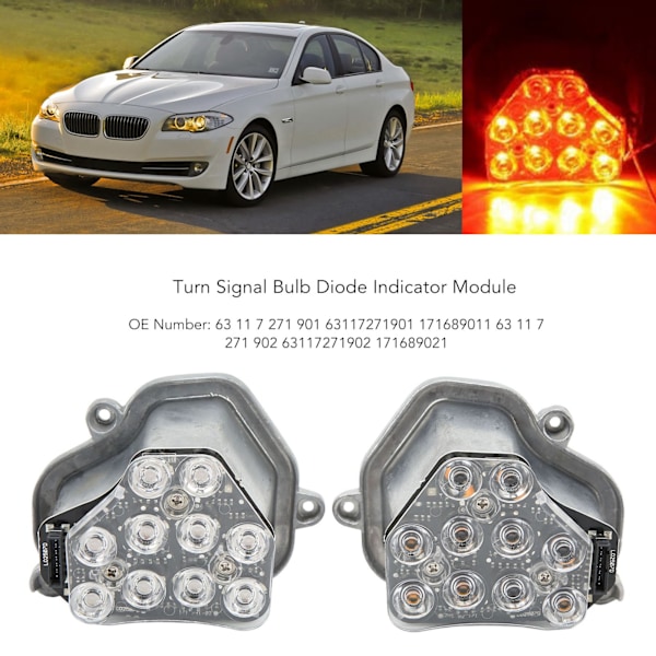 Vasen ja Oikea Vilkkulamppu Diodi-Indikaattorimoduuli 63 11 7 271 902 Xenon-Ballastin Lamppu Diodipaketti F10 F18 F11 F10 F07