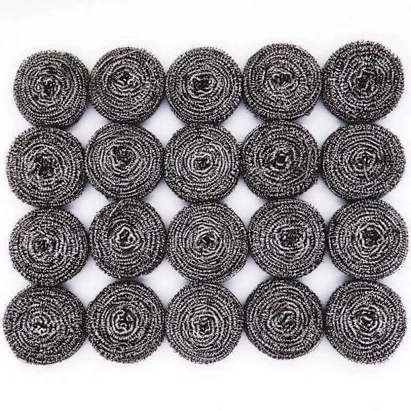 20 PCS Rustfritt Stål Svamp Skrubbere Rengjøring Ball Redskap