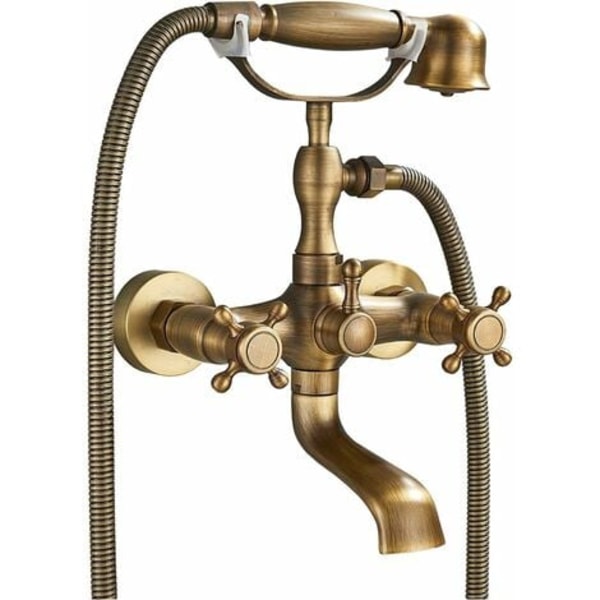 Retro Badekar Armatur med Dobbelt Håndtag Retro Badekar Armatur Messing Brusebad Hane Badekar Hane med Messing Håndbruser MAGIC