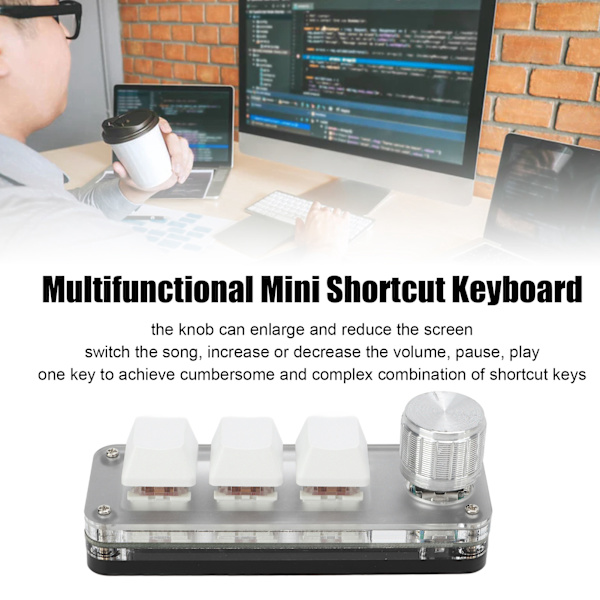Mini 3-knappars mekaniskt vitt speltangentbord Programmerbart enhands för kontorsspel musik industriell kontroll