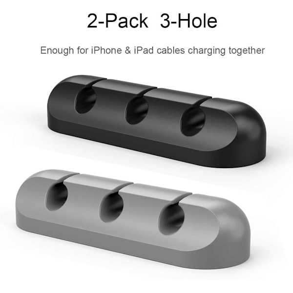 2 Pack kaapelipidikkeet - Johdon organizer, Kaapelin hallinta, 6 mm:n johdon pidikejärjestelmä - Liimattavat kumijohtokoukut sopivat kotiin, toimistoon, koppiin, autoon, työpöytään