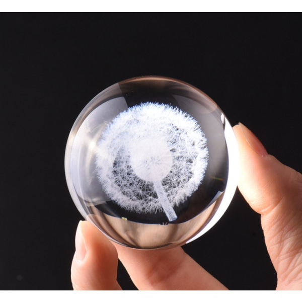 3D mælkebøtte krystallasergraveret glaskugle