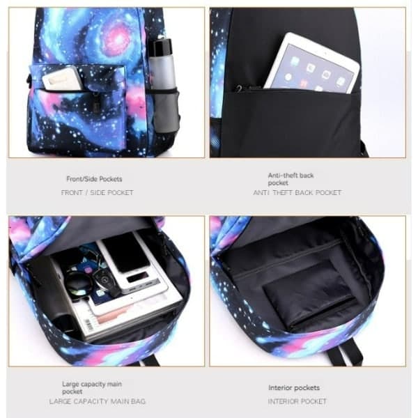 Cristiano Ronaldo Backpack for Youth, School Backpack, 3-Piece Set, Black[TT]