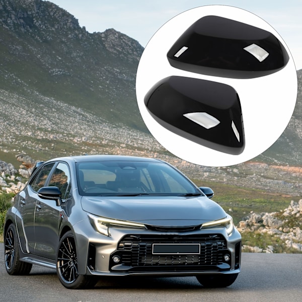 1 Par Sidospegelkåpor Bakre, Hög Styrka Blank Svart Robust Sidospegelkåpa Kapsling Ersättning för Toyota Corolla