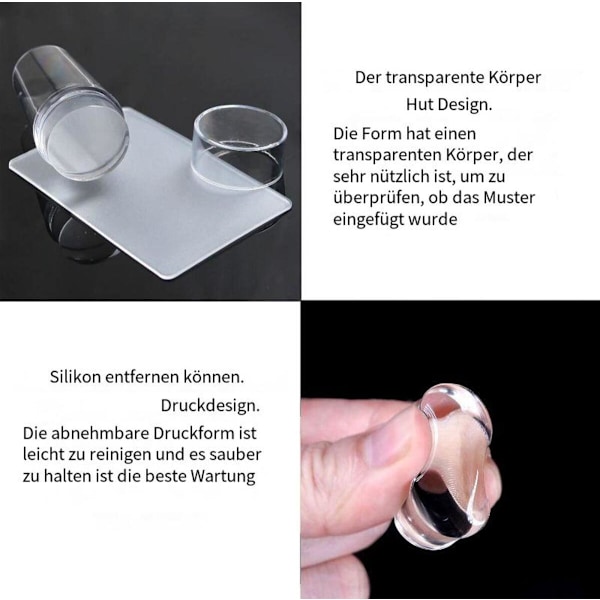 2 stk. gennemsigtige negle stempler, silikone franske negle stempler negle stempler