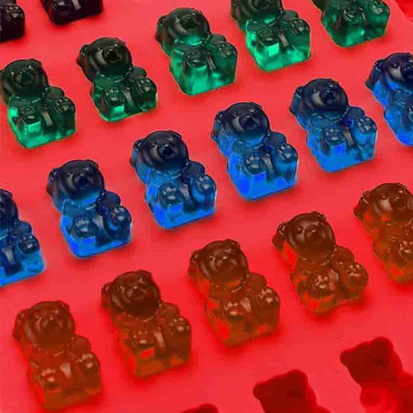 3 stycken form silikon molds molds med pipetter för gummibjörnar, gelé, choklad, Halloween julgodis (blå, röd,