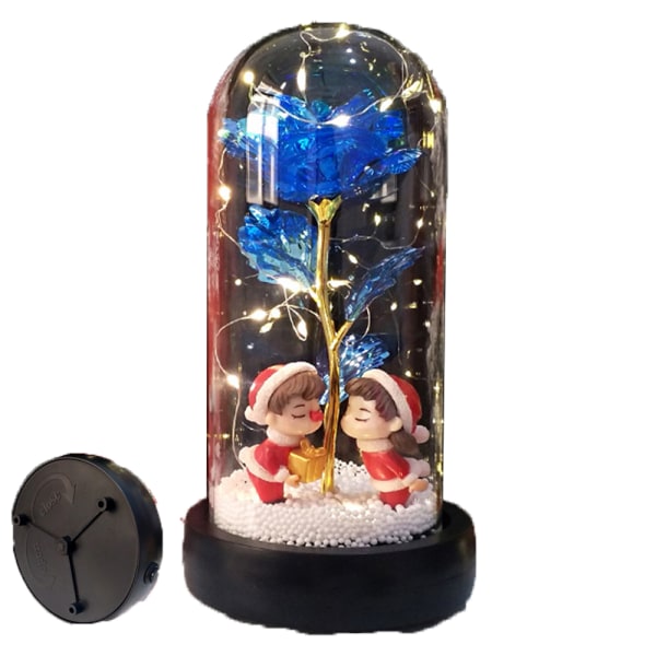 Christmas Rose music box Gift Light Glass Dome Light Artificial