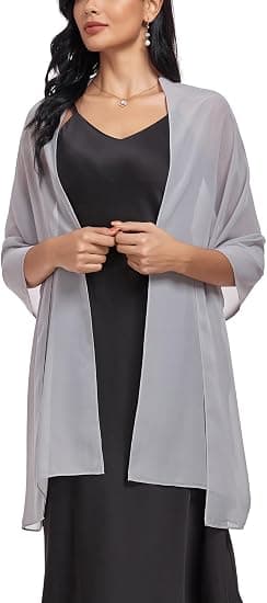Shawls and Wraps Soft Chiffon Scarf for Evening Dresses Wedding Stole grey