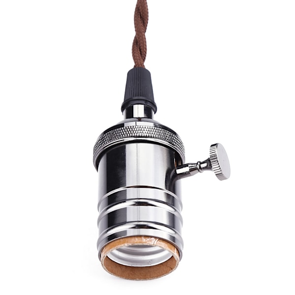 Vintage E27/E26 Taklampa Glödlampa Lampfäste Uttag med Hängande Snöre (Pärl Svart)