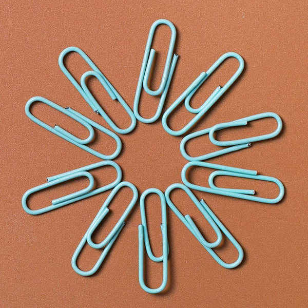 Papirclips og binderclips, trykknapper og holder, skridsikker