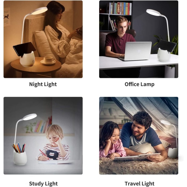 Skrivbordslampor för hemmakontor, LED skrivbordslampa med pennhållare