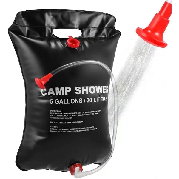 Douche solaire de camping, sac de douche solaire de 20 litres, avec tuyau