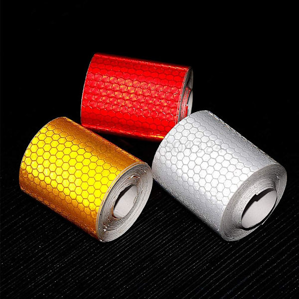 Reflekterende tape 3 stk. Reflekterende tape sikkerhedsrefleks tape advarsel nat synlighed med honeycomb pil 5cm x 3m