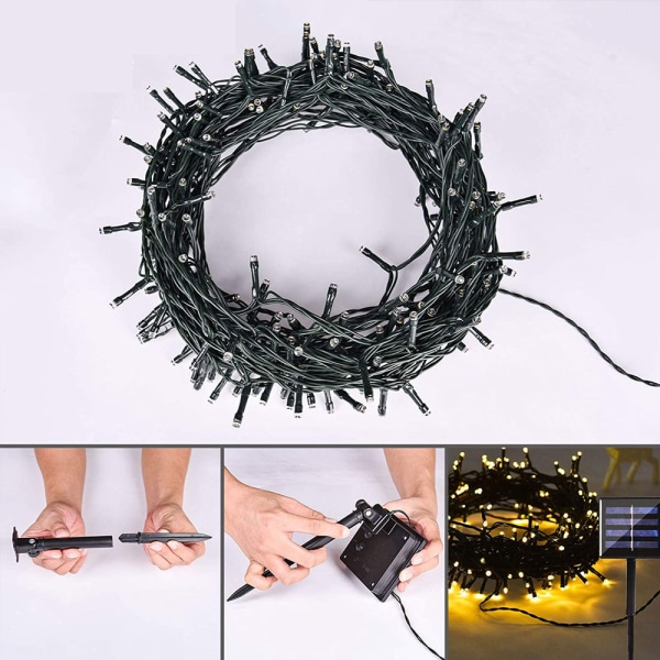72ft 200 LED solcellslingor med 8 lägen för trädgård, gård,