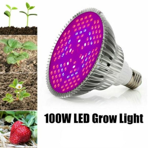 E26 E27 100W LED-vekstlys Full Spectrum-lampe for innendørs plantevekst