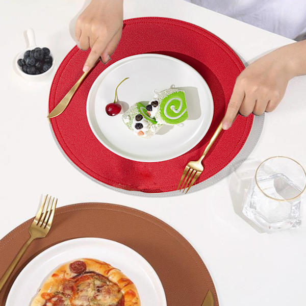 Nahkainen hotellipöytämatto eristetty pyöreä paikka-alusta