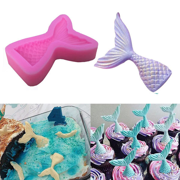 Set 3 silikonista molds, tarttumatonta BPA-vapaata suklaata, hyytelöä, mold, kuppikakun leivontatyökalua, merenneitopyrstöjä (iso +