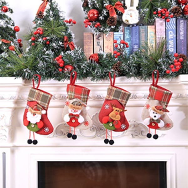 Julstrumpor att hänga, 4-pack julstrumpor jul