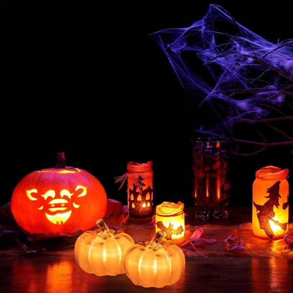 Lysende Græskar | Jack O'Lantern Græskar | Lysende Halloween Græskar, LED Halloween Græskar til Udendørs og Indendørs