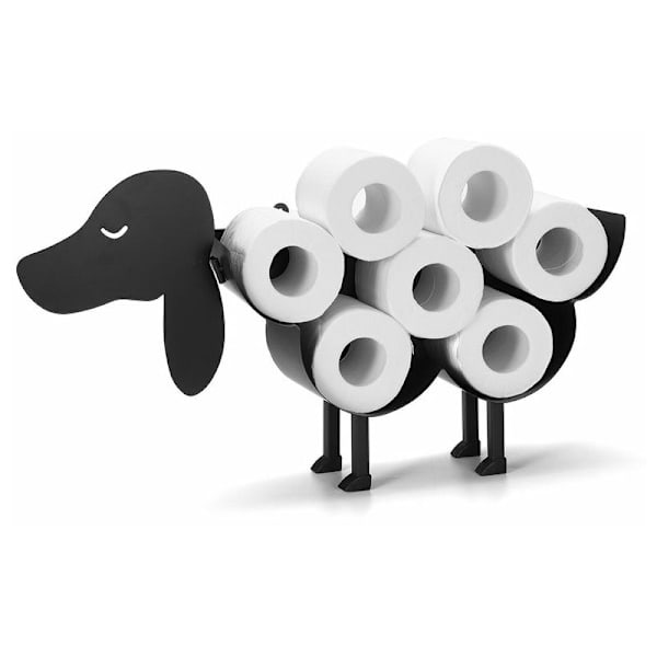 Svart toalettrullehållare i metall L.53,5 x b.8,5 x H.33,5 cm hund