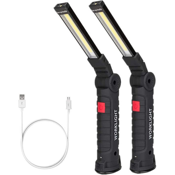 LED-arbetslampa, uppladdningsbar ficklampa, verkstadslampa, COB ins