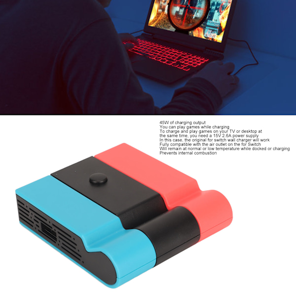 TV Dockningsstation 5 i 1 2USB 45W USB C RJ45 HD Multimedia Interface Gigabit Ethernet Portabel TV Dockningsstation för Switch Röd Blå