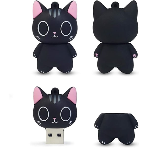 Söt U-disk 32GB tecknad katt U-disk minnespinne USB2.0 Djurdata lagringsgåva U-disk