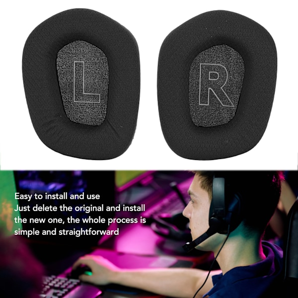Øreputer Profesjonell Lyd Isolasjon Headset Øreputer Erstatning med Myk Pustende Mesh for G733 Headset Svart