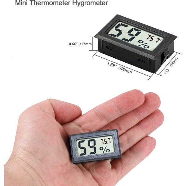 Mini Hygrometer Termometer Digitalt Innendørs Fuktighetsmåler