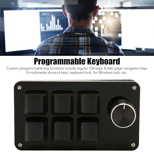 6 Key Mini Keypad med Knob USB DIY Programmerbar Tastatur OSU Gaming Tastatur til Gaming Office