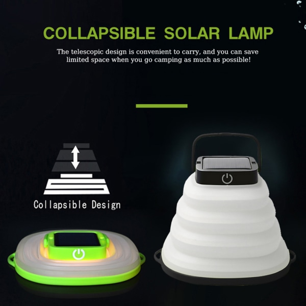 Solar Bærbar Sammenklappelig Camping Lantern Lights Vandtæt