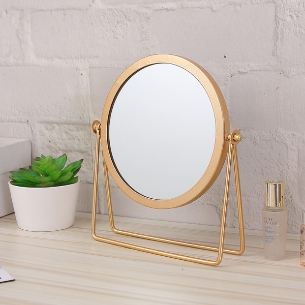 Round Retro Makeup Mirror 360° Adjustable Rotating Table Mirror