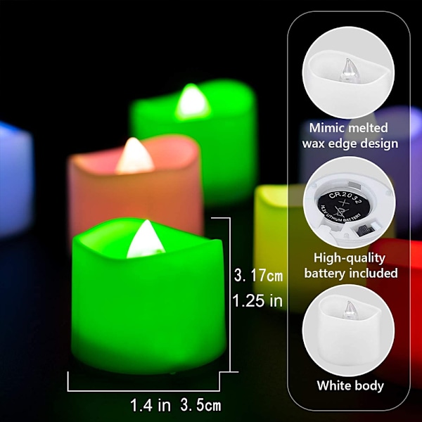 Paristokäyttöiset kynttilät, 24 LED-tealight, liekittömät kynttilät