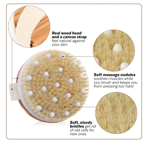 Dry Body Brush Beautifying Skin - Eksfolierende børste for massivt tre og villsvin mykgjør huden