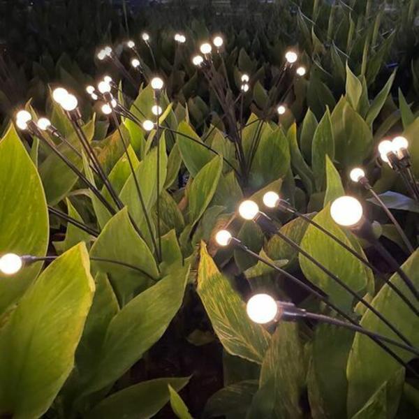 Aurinkokennolla toimivat vedenpitävät ulkotilan tulikärpäset - 6 LEDiä - 2